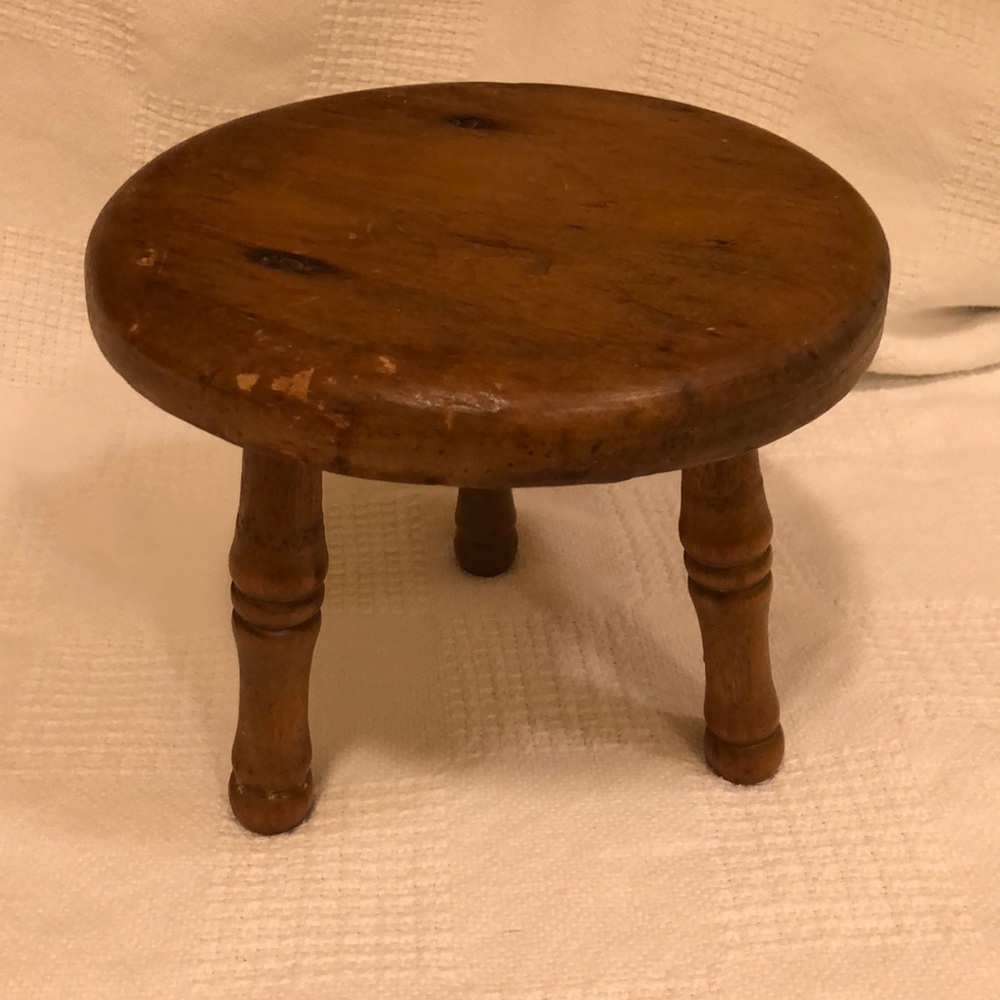 Vintage mini milking stool. Solid wood.